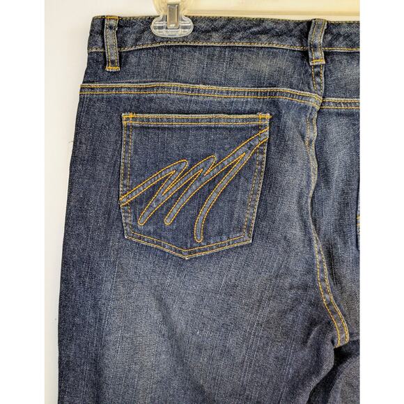 Michael Kors Boot Cut Jeans 10 Blue MK Signature Indigo Mid Rise Stretch NEW - Picture 7 of 11